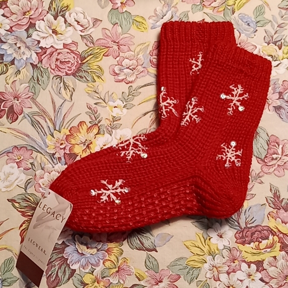 Legacy Legwear Red Slipper Socks, OS #0188 - Picture 7 of 8